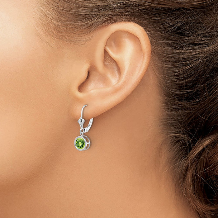 Buy Exclusive 14K White Gold 6mm Peridot Leverback Earrings - Stylish Value-3