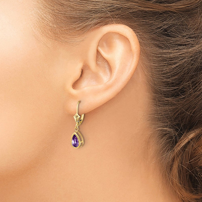 Shop Exclusive 14K Gold Amethyst Dangle Earrings - 8x5mm Gemstone Value!-3