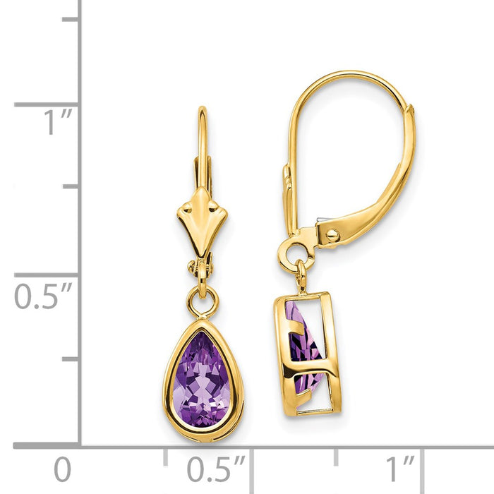 Shop Exclusive 14K Gold Amethyst Dangle Earrings - 8x5mm Gemstone Value!-4
