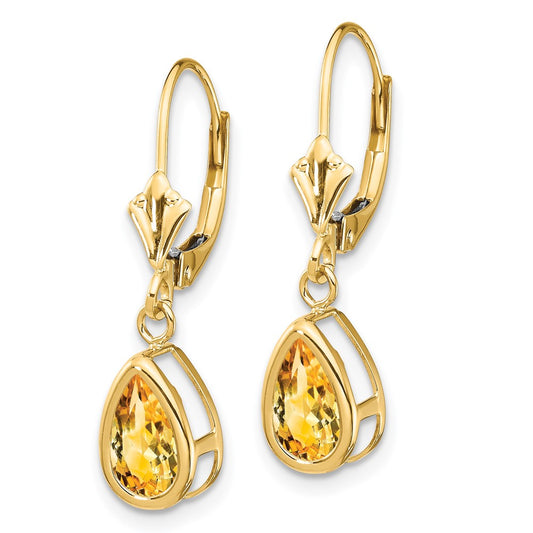 Buy Exclusive 14K Gold Pear-Shaped Citrine Earrings | Stylish 8x5mm Design