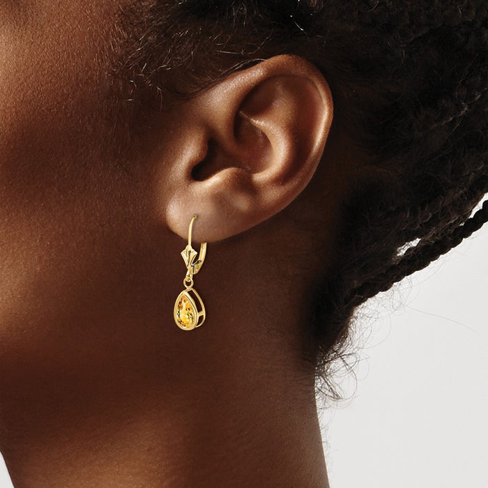 Buy Exclusive 14K Gold Pear-Shaped Citrine Earrings | Stylish 8x5mm Design-3