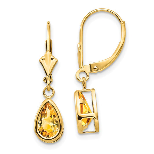 Buy Exclusive 14K Gold Pear-Shaped Citrine Earrings | Stylish 8x5mm Design