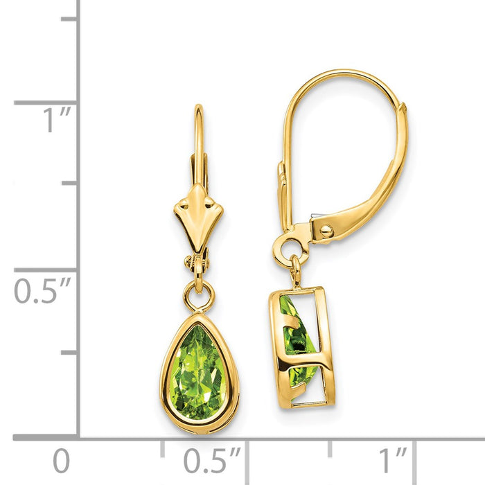 Exclusive 14K Gold 8x5mm Pear-Shaped Peridot Earrings - Stylish Value Offer-4