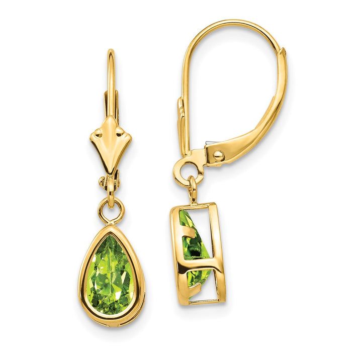 Exclusive 14K Gold 8x5mm Pear-Shaped Peridot Earrings - Stylish Value Offer-1