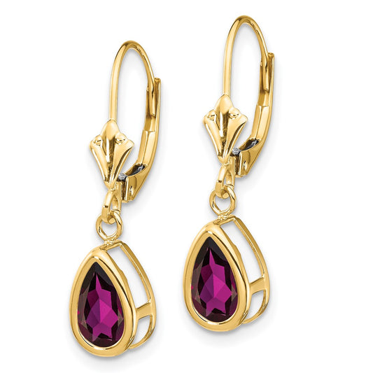 Buy Stylish 14K Gold Pear-Shaped Rhodolite Garnet Earrings, 8x5mm Design