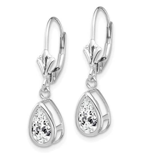 Shop Exclusive 14K White Gold Leverback Earrings with 8x5mm CZ - Stylish Value!