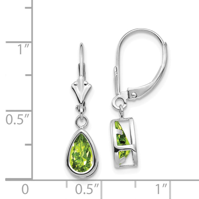 Buy Stylish 14K White Gold Leverback Earrings with 8x5mm Peridot | Luxury Value-4