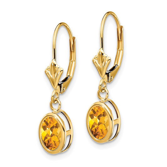Shop Stylish 14K Gold Oval Citrine Leverback Earrings - Affordable Luxury!