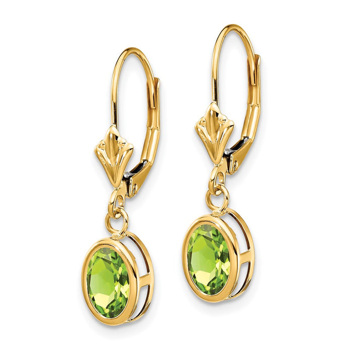 Buy Stylish 14K Gold 7x5mm Oval Peridot Leverback Earrings | Luxury Value-2