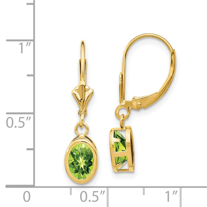 Buy Stylish 14K Gold 7x5mm Oval Peridot Leverback Earrings | Luxury Value-4