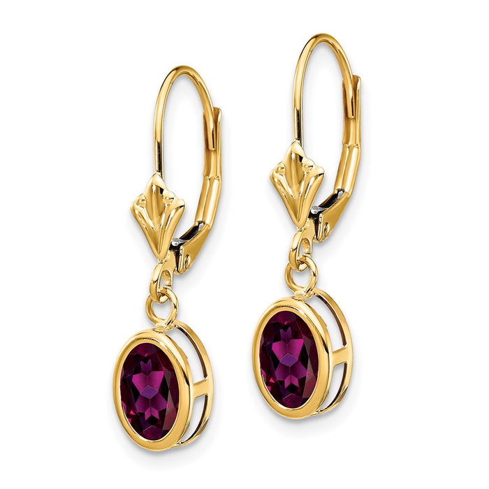 Buy Exclusive 14K Gold 7x5mm Oval Rhodolite Garnet Earrings - Stylish Value!-2