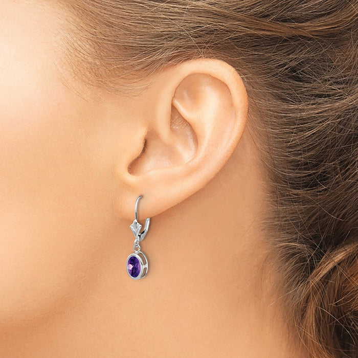 Shop Stylish 14K White Gold Oval Amethyst Earrings - 7x5mm for Value-3