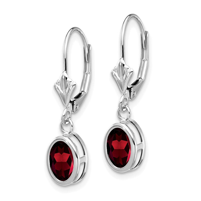 Shop Designer 14K White Gold Oval Garnet Leverback Earrings - 7x5mm Value-2