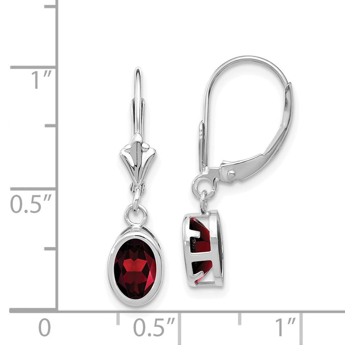 Shop Designer 14K White Gold Oval Garnet Leverback Earrings - 7x5mm Value-4