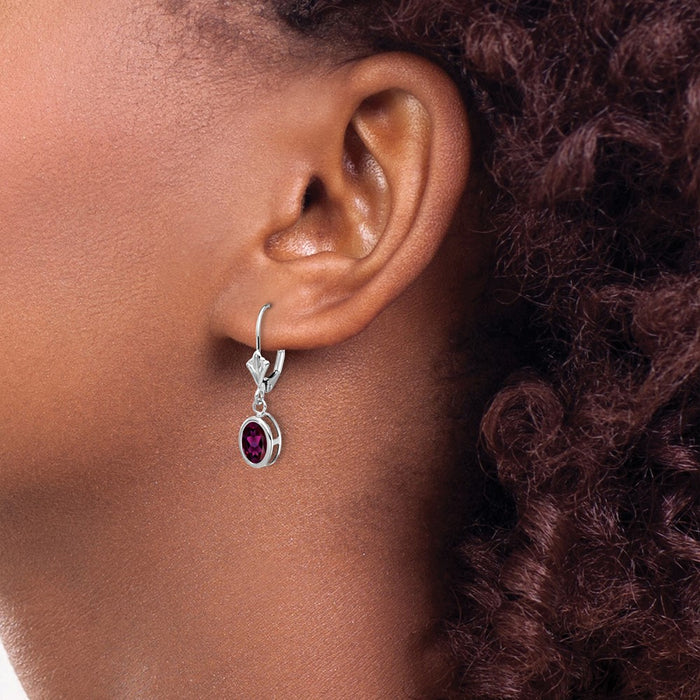 Exclusive 14K White Gold Oval Rhodolite Garnet Earrings - Stylish & Affordable-3