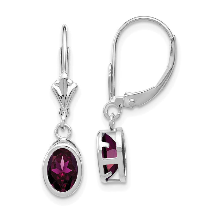 Exclusive 14K White Gold Oval Rhodolite Garnet Earrings - Stylish & Affordable-1