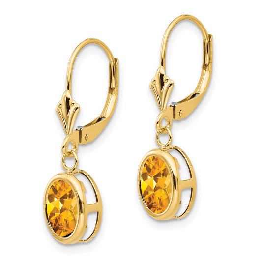 High-Quality 14K Gold 8x6mm Oval Citrine Leverback Earrings | Stylish Value!