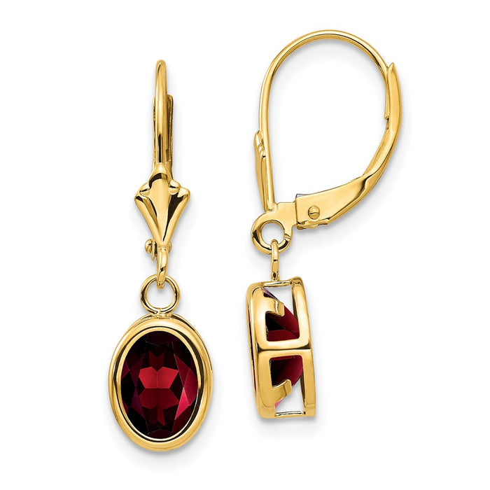 Buy Exclusive 14K Gold Oval Garnet Earrings - 8x6mm, Stylish & Affordable!-1