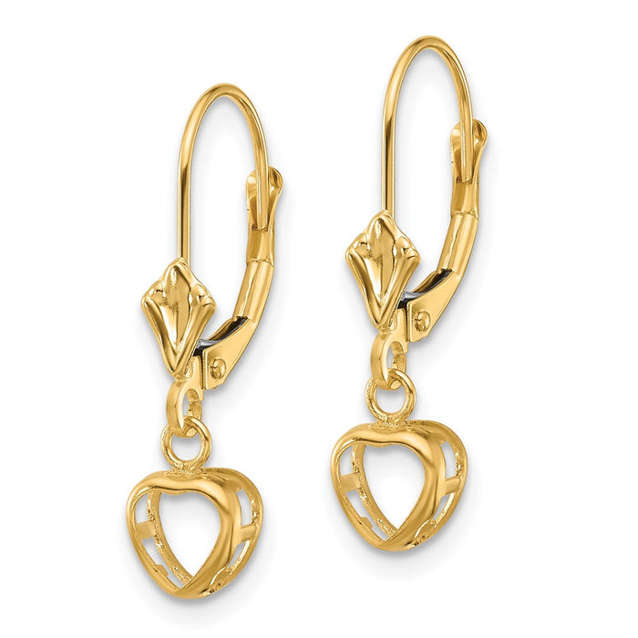 Shop Stylish 14K Gold Heart-Shaped Leverback Earrings - 5x5mm, Great Value-2
