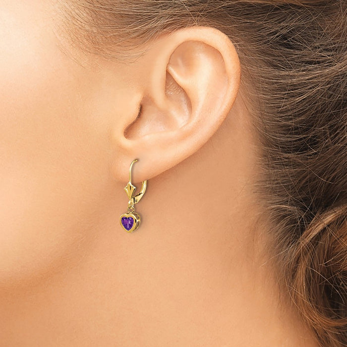 Shop Exclusive 14K Gold 5mm Heart-Shaped Amethyst Earrings - Stylish Luxury-3