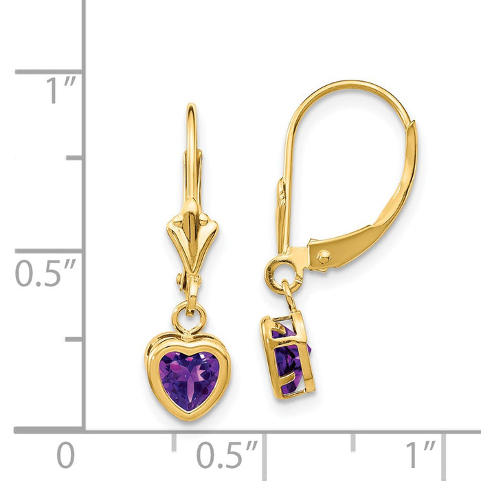 Shop Exclusive 14K Gold 5mm Heart-Shaped Amethyst Earrings - Stylish Luxury-4