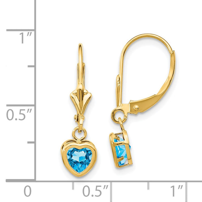 Buy Stylish 14K Gold 5mm Heart-Shaped Blue Topaz Earrings | Luxury Value!-4