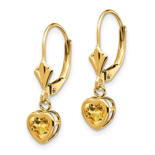 High-Quality 14K Gold 5mm Heart-Shaped Citrine Earrings - Stylish Value!