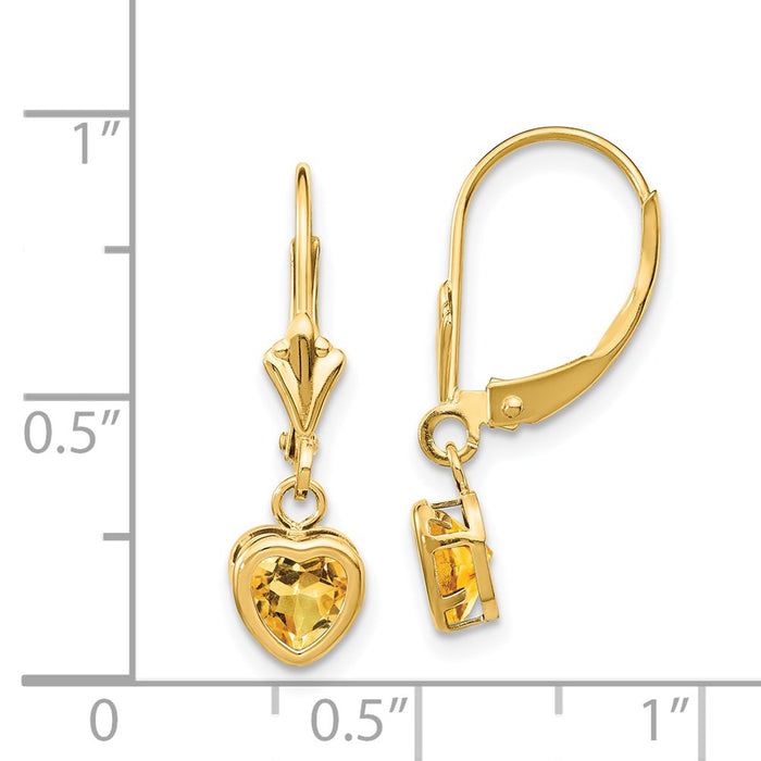 High-Quality 14K Gold 5mm Heart-Shaped Citrine Earrings - Stylish Value!-4
