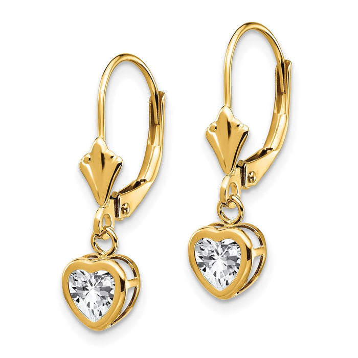 Exclusive 14K Gold 5mm Heart-Shaped CZ Earrings - Stylish & Affordable!-2