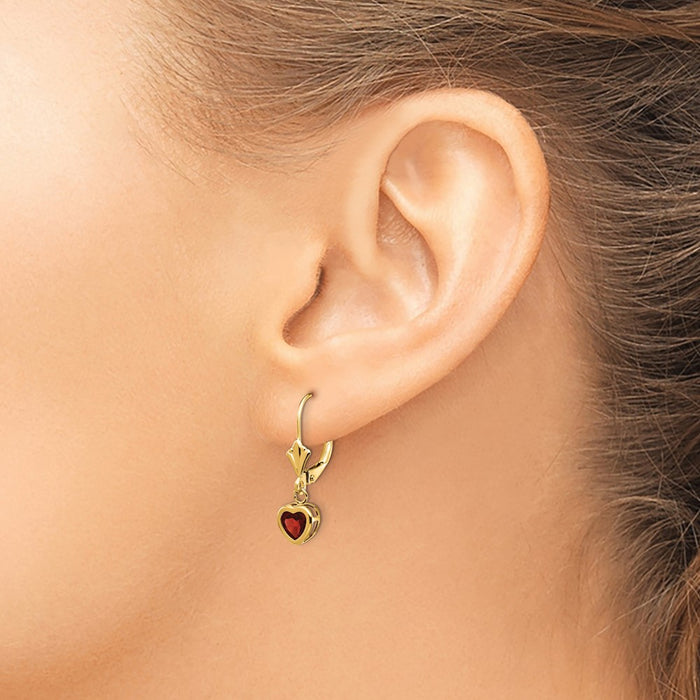 Shop Stylish 14K Gold Heart-Shaped Garnet Earrings - 5mm, Luxury Design-3