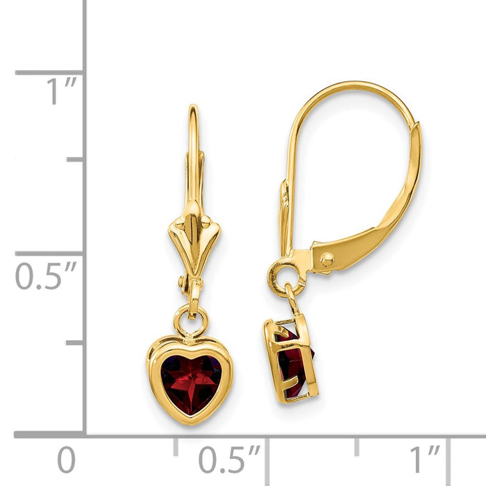 Shop Stylish 14K Gold Heart-Shaped Garnet Earrings - 5mm, Luxury Design-4