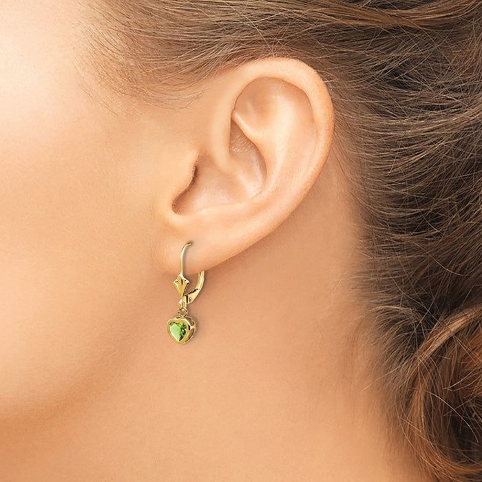 Shop Exclusive 14K Gold 5mm Heart-Shaped Peridot Earrings - Stylish Value-3