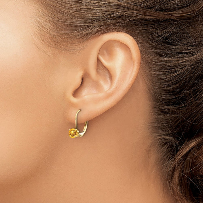 Shop Stylish 14K Gold 5mm Citrine Leverback Earrings | Affordable Luxury-3