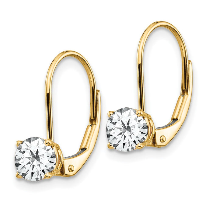 Exclusive 14K Gold 5mm Cubic Zirconia Leverback Earrings - Stylish & Affordable!-2