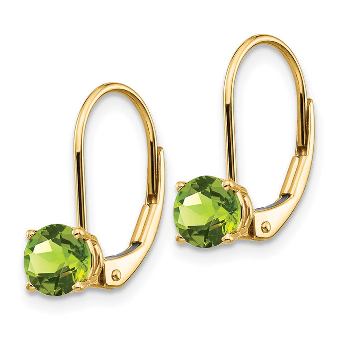 Buy Stylish 14K Gold 5mm Peridot Leverback Earrings - Affordable Luxury!-2