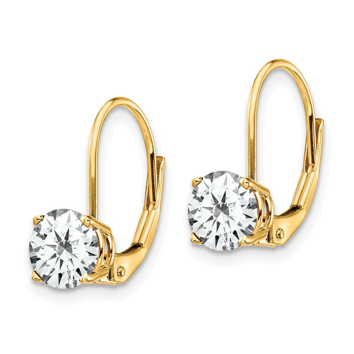 Buy Exclusive 14K Gold 6mm Cubic Zirconia Leverback Earrings - Affordable Luxury!-2