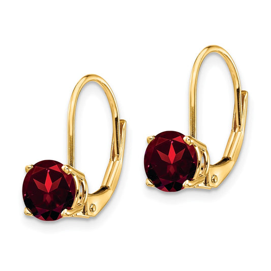 Exclusive 14K Gold 6mm Garnet Leverback Earrings - Stylish & Affordable Luxury!