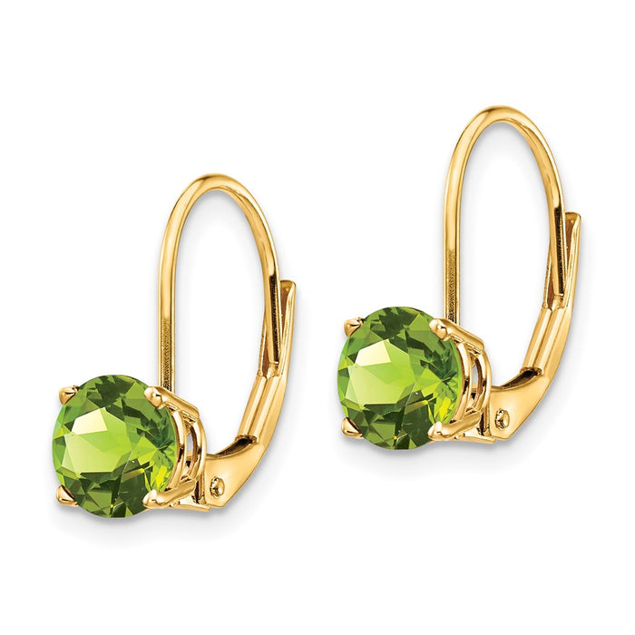 Buy Stylish 14K Gold 6mm Peridot Leverback Earrings - Affordable Luxury-2