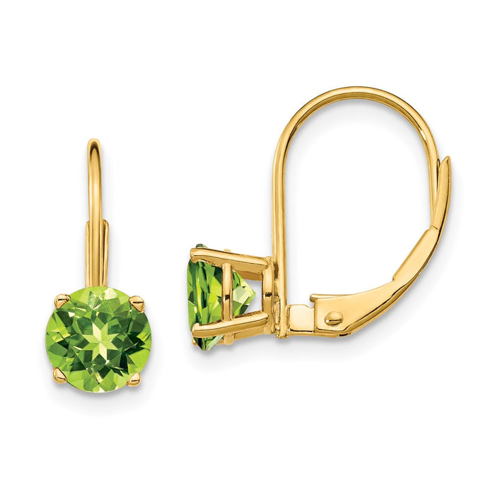 Buy Stylish 14K Gold 6mm Peridot Leverback Earrings - Affordable Luxury-1