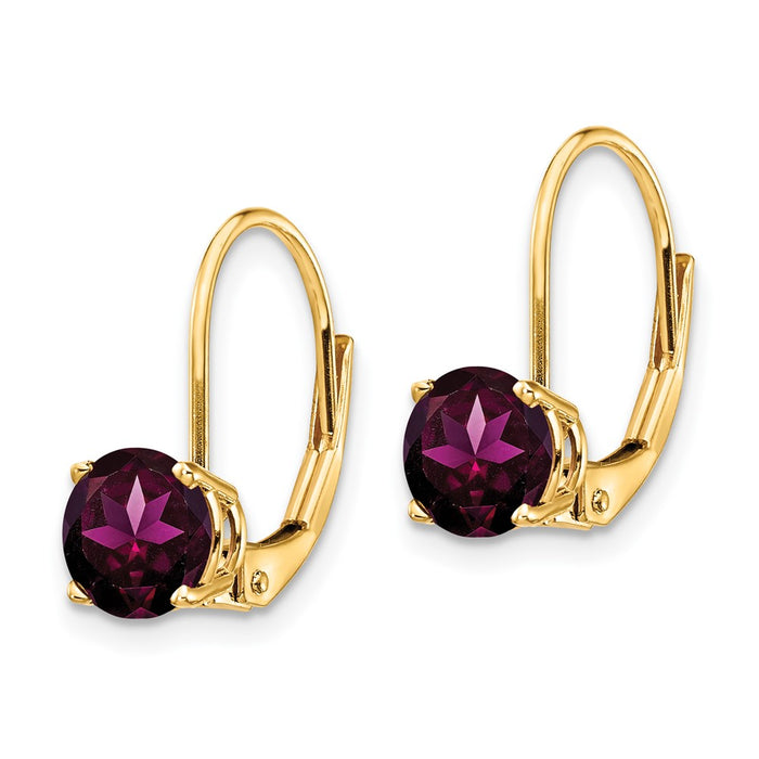Shop Exclusive 14K Gold 6mm Rhodolite Garnet Leverback Earrings - Stylish Value!-2