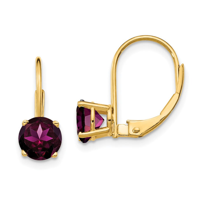 Shop Exclusive 14K Gold 6mm Rhodolite Garnet Leverback Earrings - Stylish Value!-1