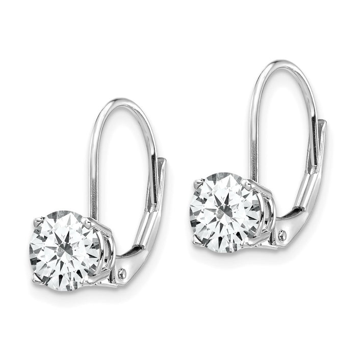 Shop Stylish 14K White Gold 6mm Cubic Zirconia Leverback Earrings - Luxury Value!-2