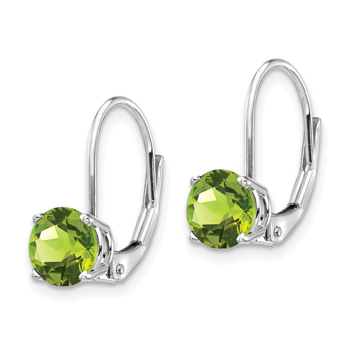 Buy Stylish 14K White Gold 6mm Peridot Leverback Earrings at Great Value!-2