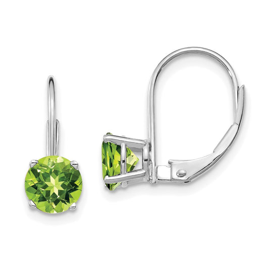 Buy Stylish 14K White Gold 6mm Peridot Leverback Earrings at Great Value!
