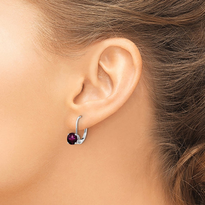 Buy 14K White Gold 6mm Rhodolite Garnet Earrings - Stylish Luxury Value-3