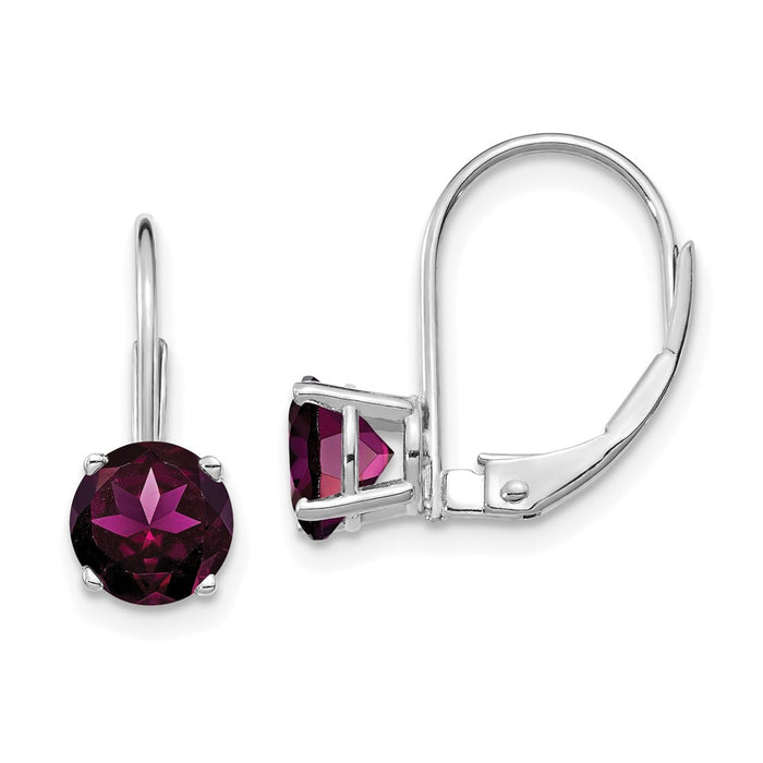 Buy 14K White Gold 6mm Rhodolite Garnet Earrings - Stylish Luxury Value-1