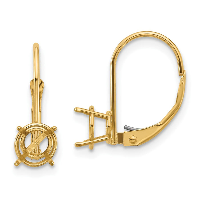 Exclusive 14K Gold 6mm Round Leverback Earring Settings - Affordable Luxury-1