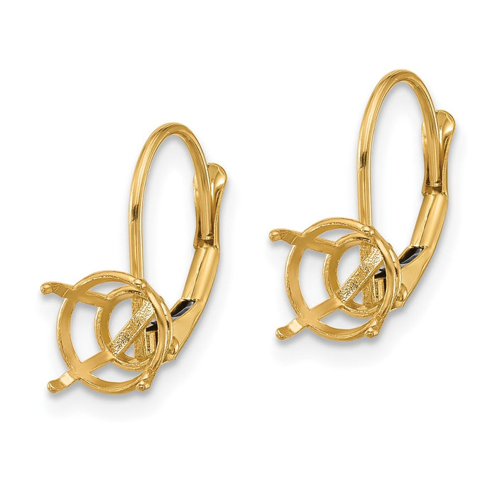 Buy Stylish 14K Gold 7mm Round Leverback Earring Settings - Affordable Luxury!-2