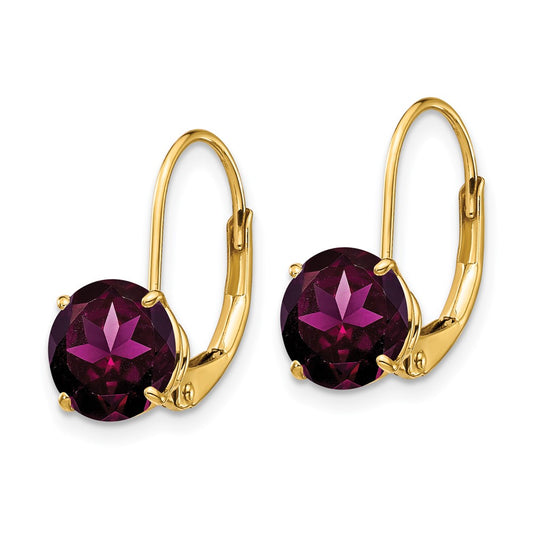 Exclusive 14K Gold 7mm Rhodolite Garnet Earrings - Stylish Luxury