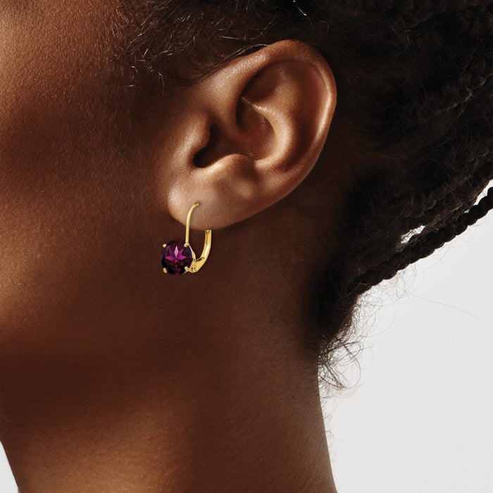Exclusive 14K Gold 7mm Rhodolite Garnet Earrings - Stylish Luxury-3